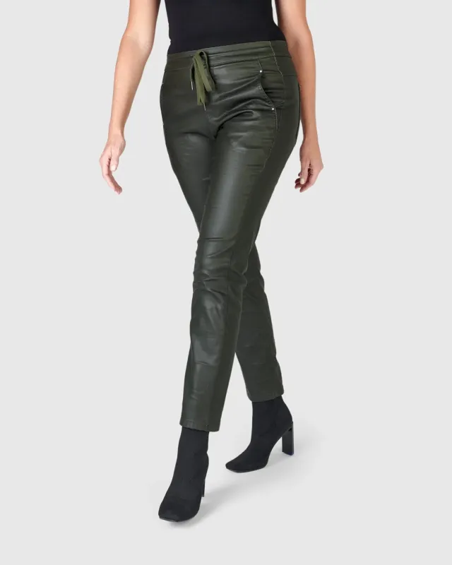 Coated Iconic Stretch Jeans, Forest sold by INTERMIX