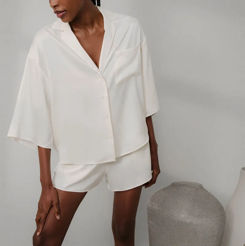 Washable Silk Relaxed Button Up Short Set sold by INTERMIX