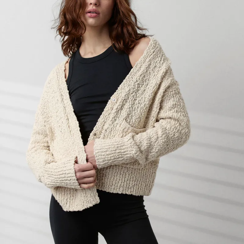 Textured Cotton Snap Front Cardigan sold by INTERMIX