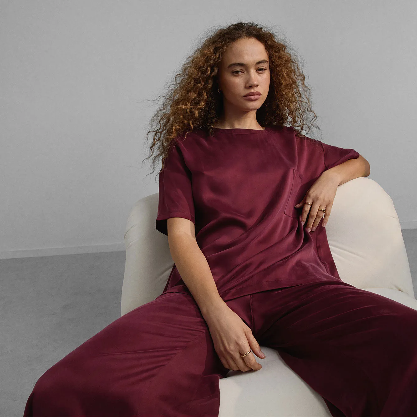 Washable Silk Tee Pant Set sold by INTERMIX