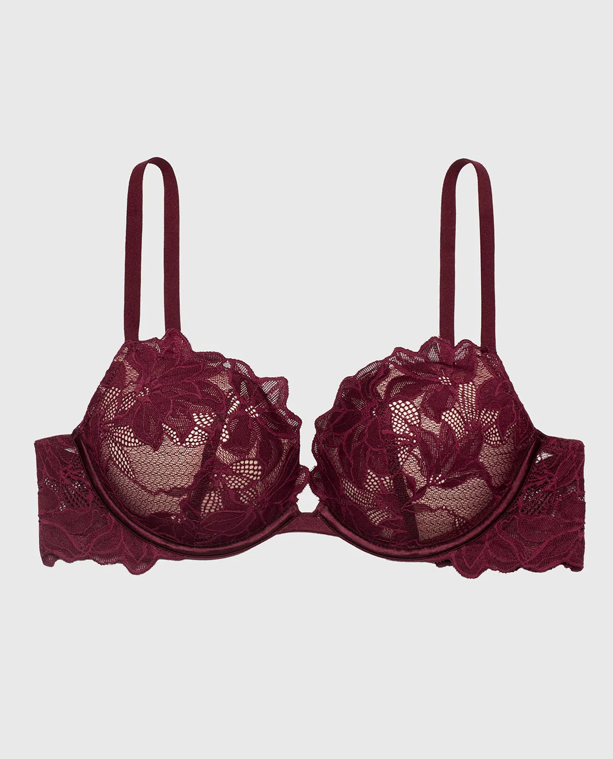 Push up bra with all over Reverie Lace in Russian Ruby sold by INTERMIX product image thumbnail 5