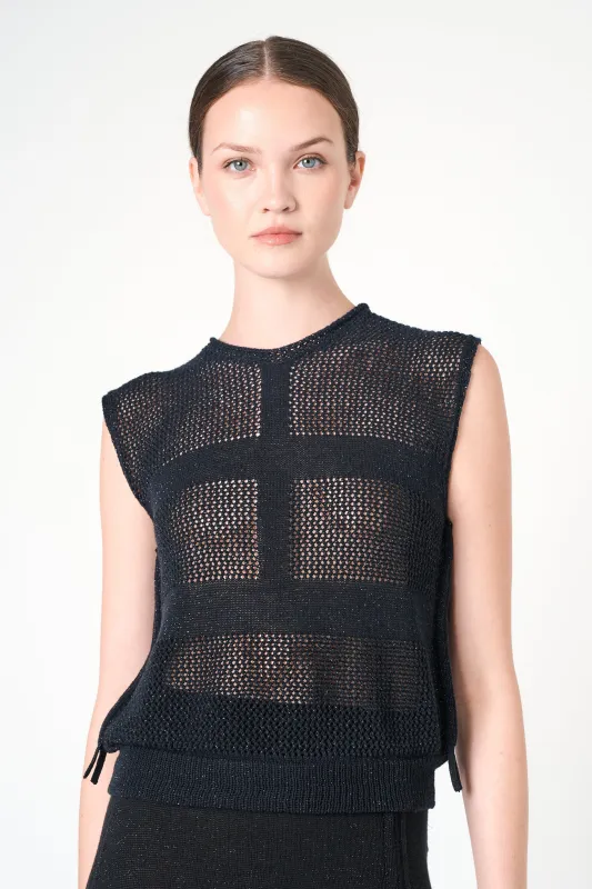 Luxe Sleeveless Top in Black made by INTERMIX
