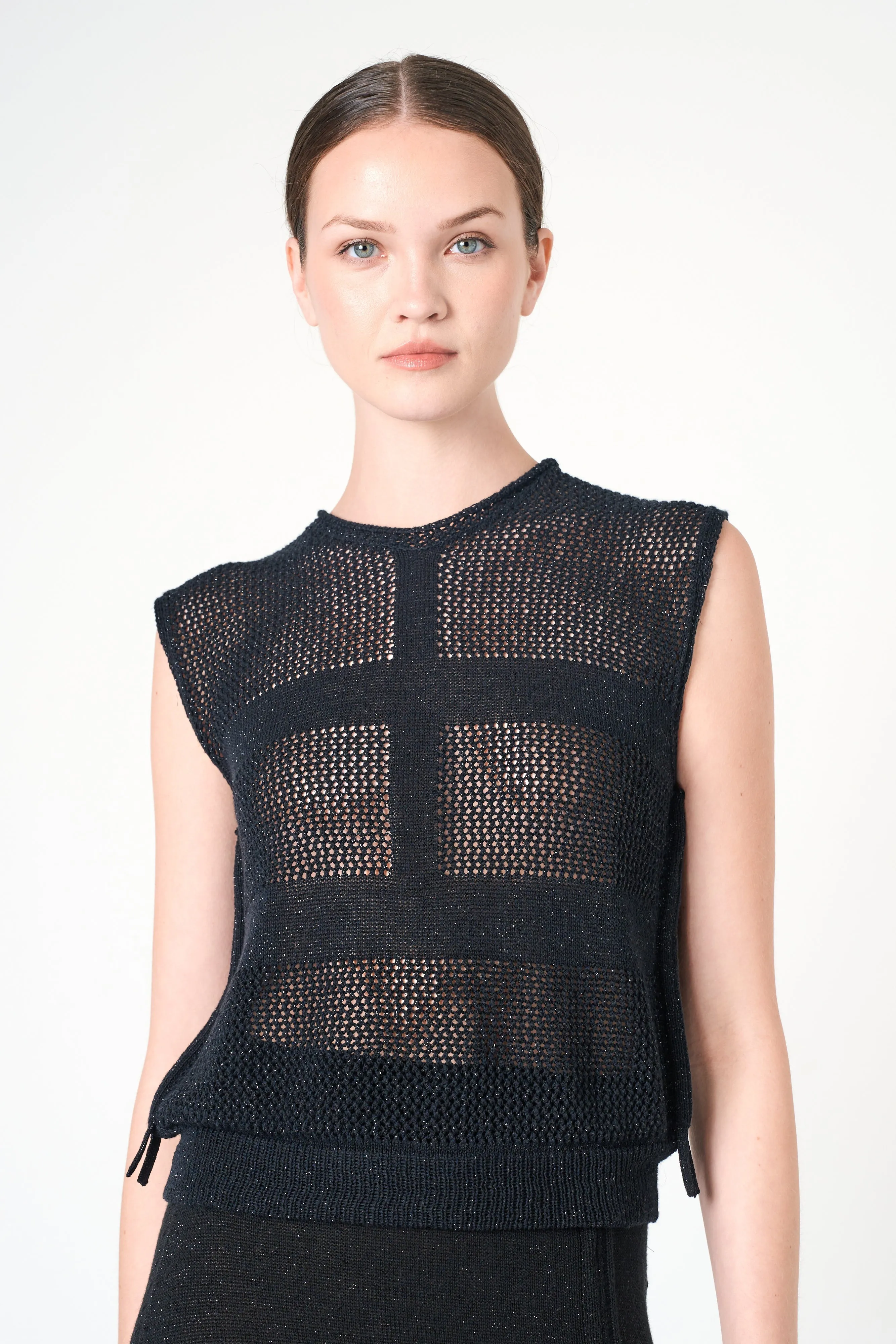 Luxe Sleeveless Top in Black sold by INTERMIX