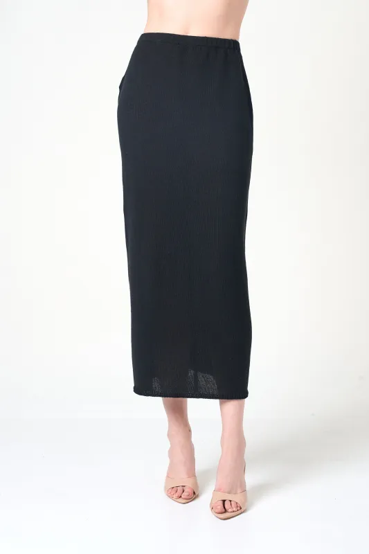 Midi Pencil Skirt in Black made by INTERMIX