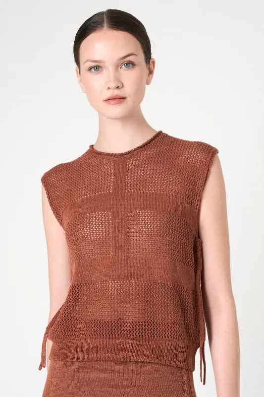 Luxe Sleeveless Top in Brick made by INTERMIX