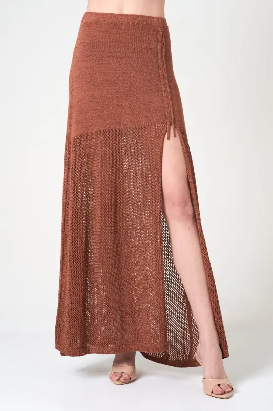 Luxe Long Skirt in Brick made by INTERMIX