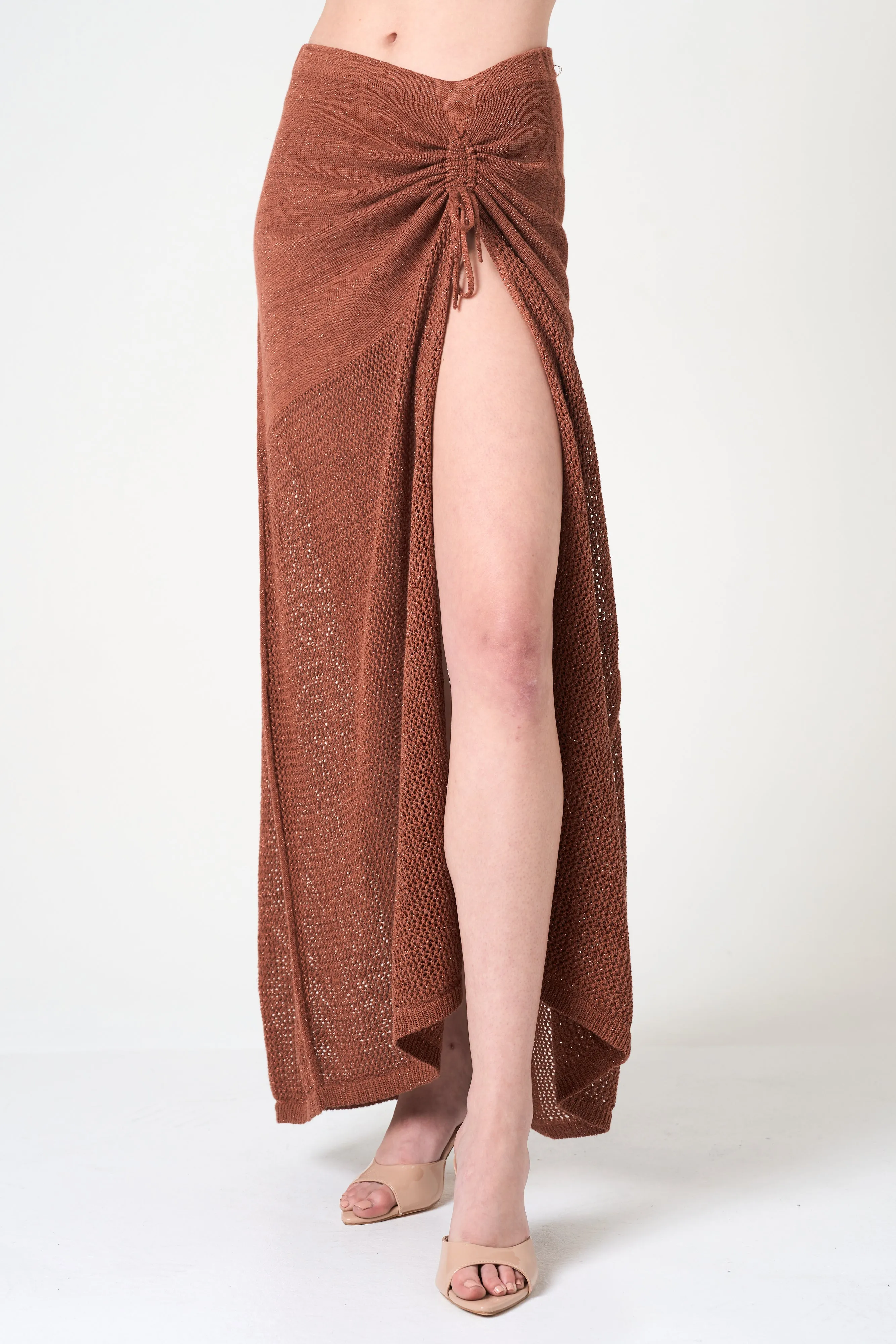 Luxe Long Skirt in Brick sold by INTERMIX product image thumbnail 3