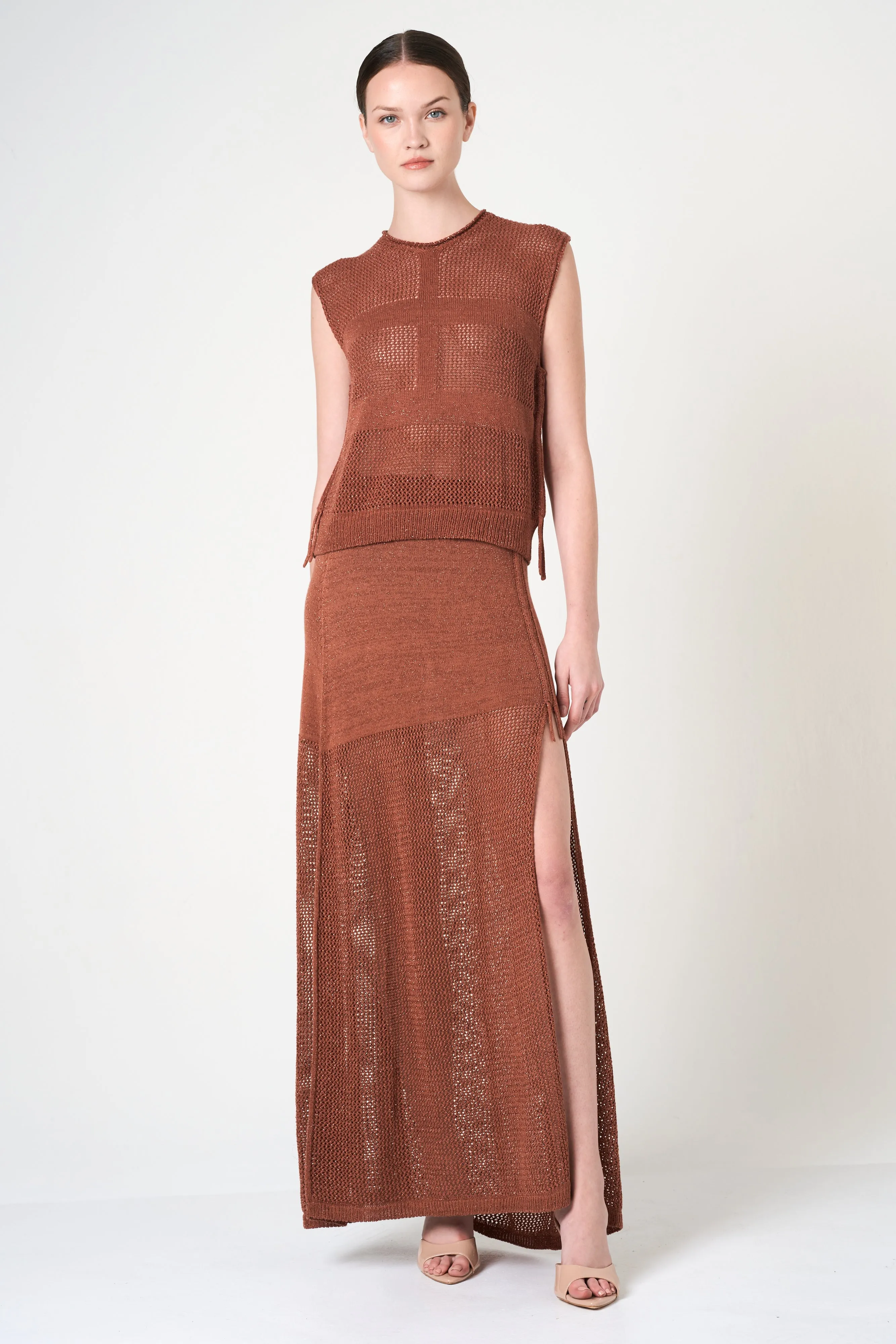 Luxe Long Skirt in Brick sold by INTERMIX product image thumbnail 4