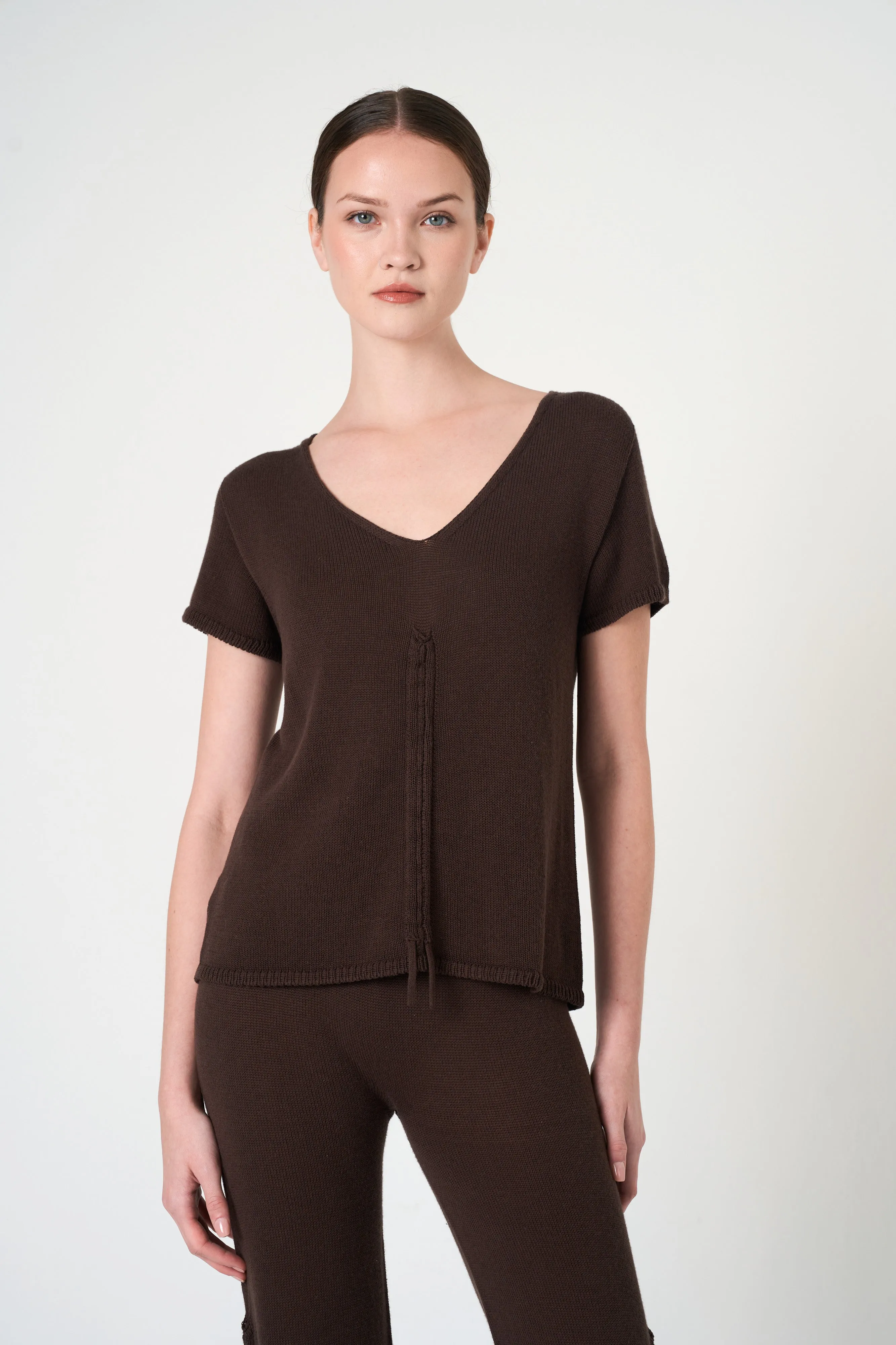 Short Sleeve Top in Brown sold by INTERMIX product image thumbnail 3