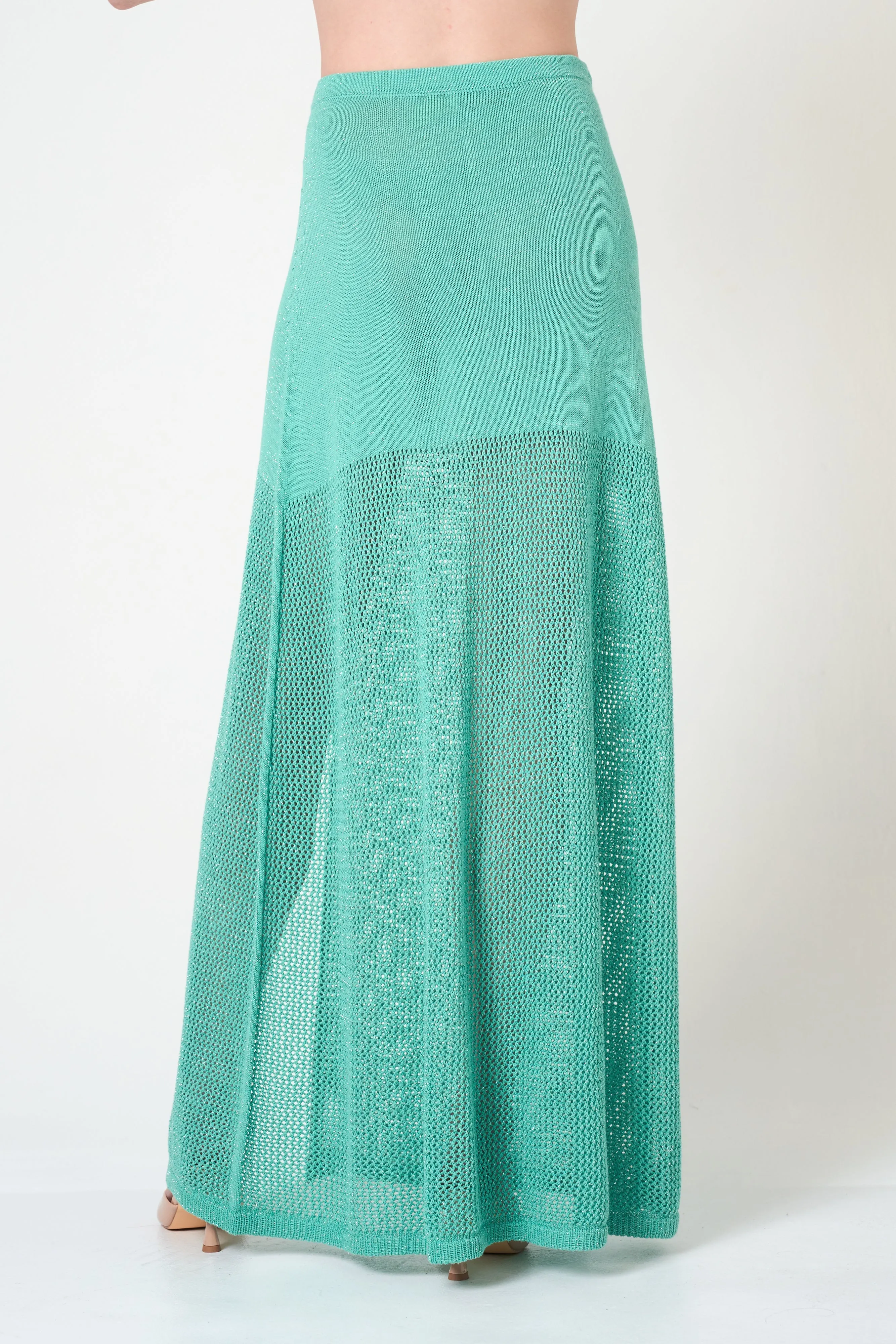 Luxe Long Skirt in Aqua sold by INTERMIX product image thumbnail 2
