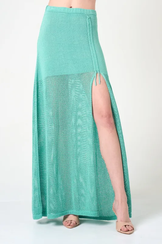 Luxe Long Skirt in Aqua made by INTERMIX