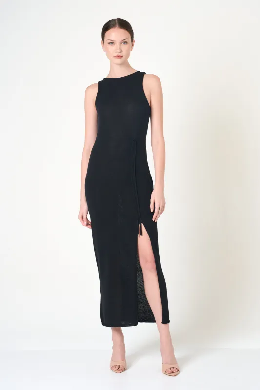 Midi Dress in Black made by INTERMIX