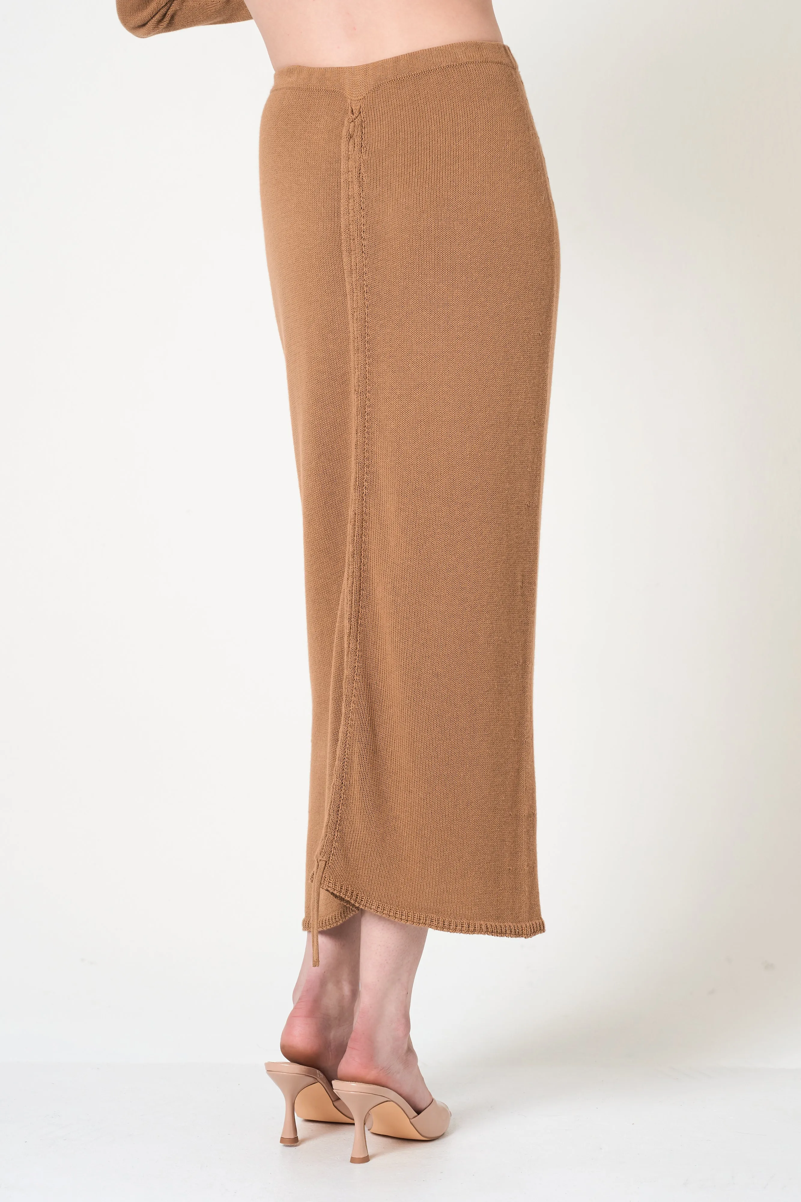 Midi Pencil Skirt in Camel sold by INTERMIX product image thumbnail 2
