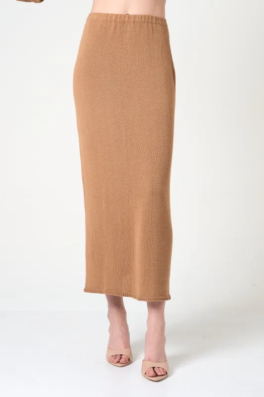 Midi Pencil Skirt in Camel made by INTERMIX