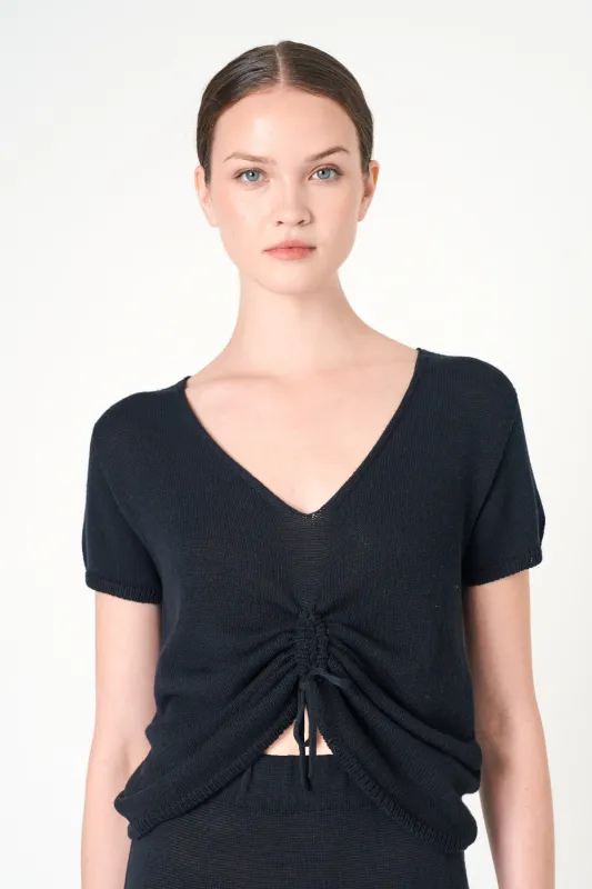 Short Sleeve Top in Black made by INTERMIX