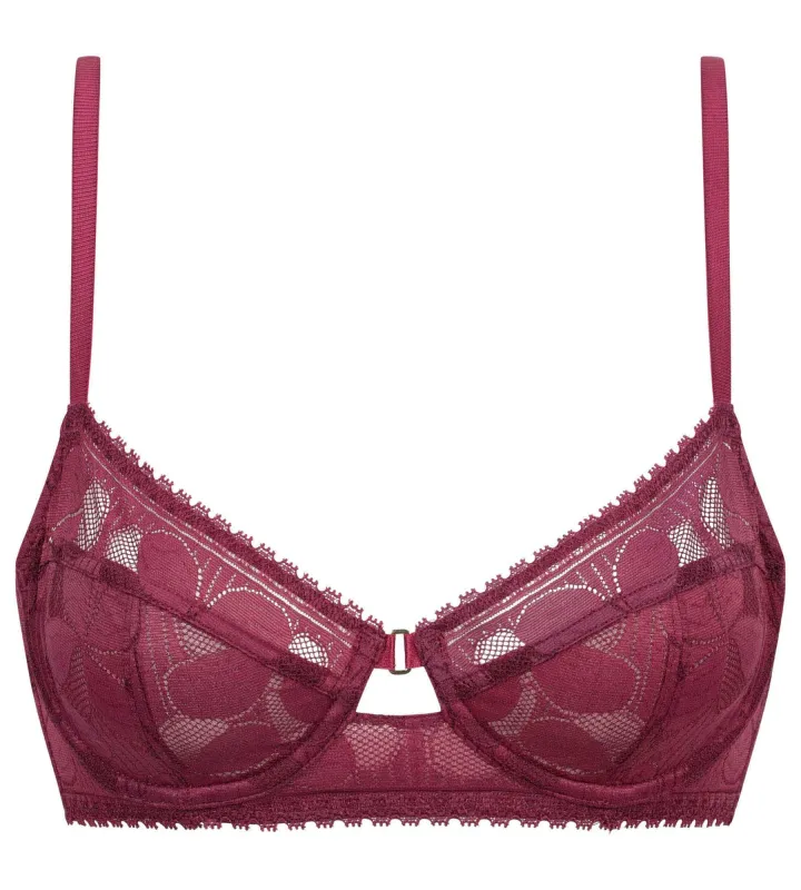 Lace Art Flowers Underwired Push-Up Bra in Beaujolais made by INTERMIX