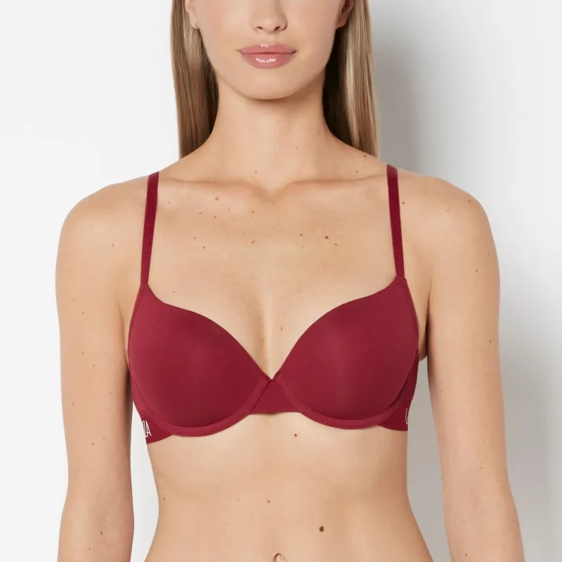 Lightly Lined Demi Cotton bra in Plum Rose made by INTERMIX