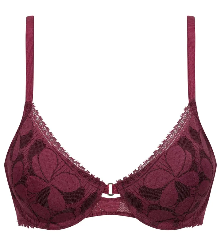 Lace Art Flowers Underwired Basket Bra in Beaujolais made by INTERMIX