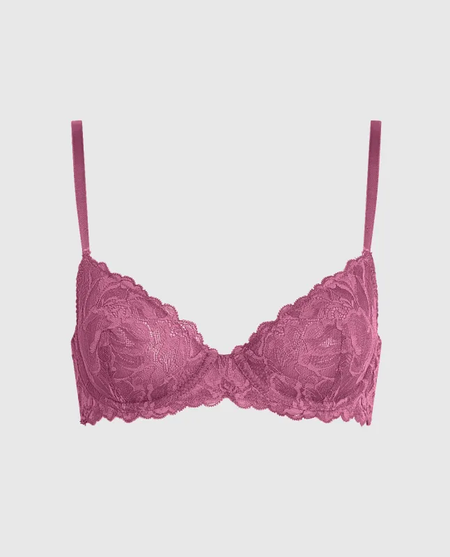 Unlined Demi Bra with Allover Lace made by INTERMIX