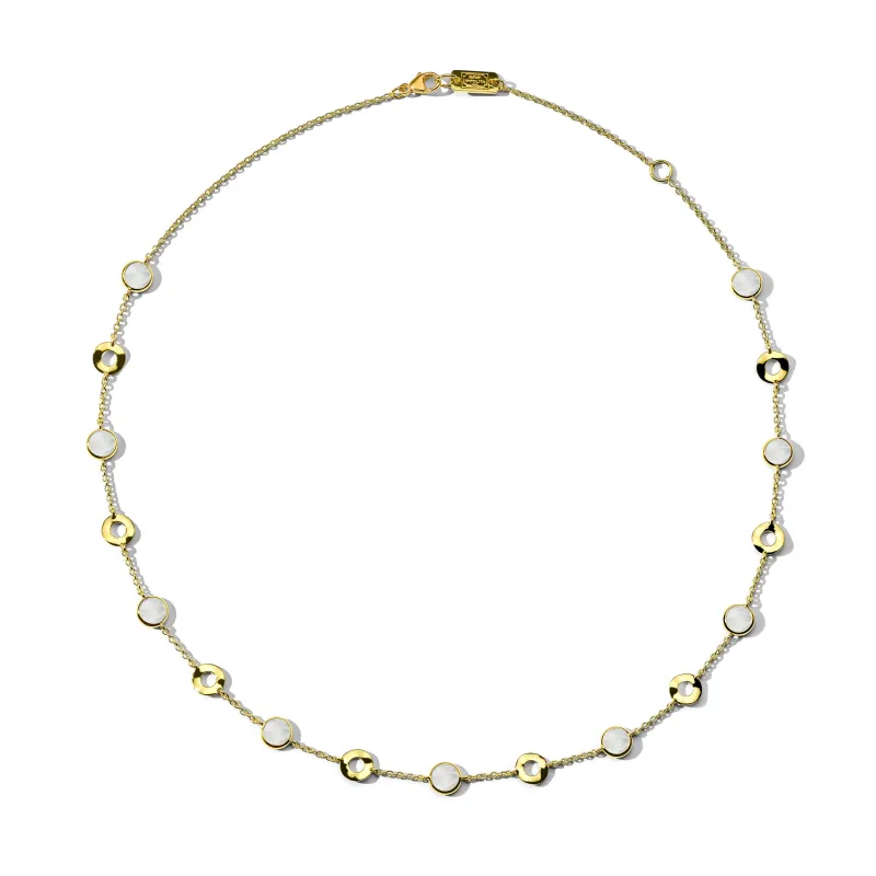 Wavy Disc and Stone Slice Necklace 16-18" sold by Ippolita