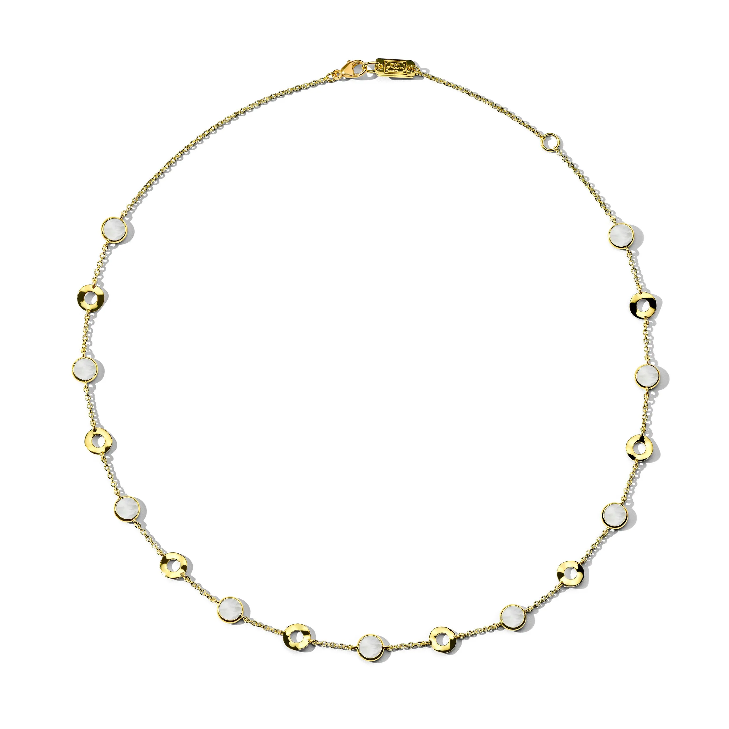 Wavy Disc and Stone Slice Necklace 16-18" sold by Ippolita