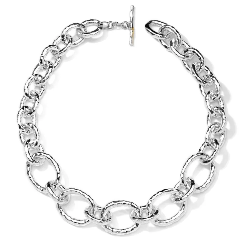 Large Linked Hammered Bastille Necklace made by Ippolita