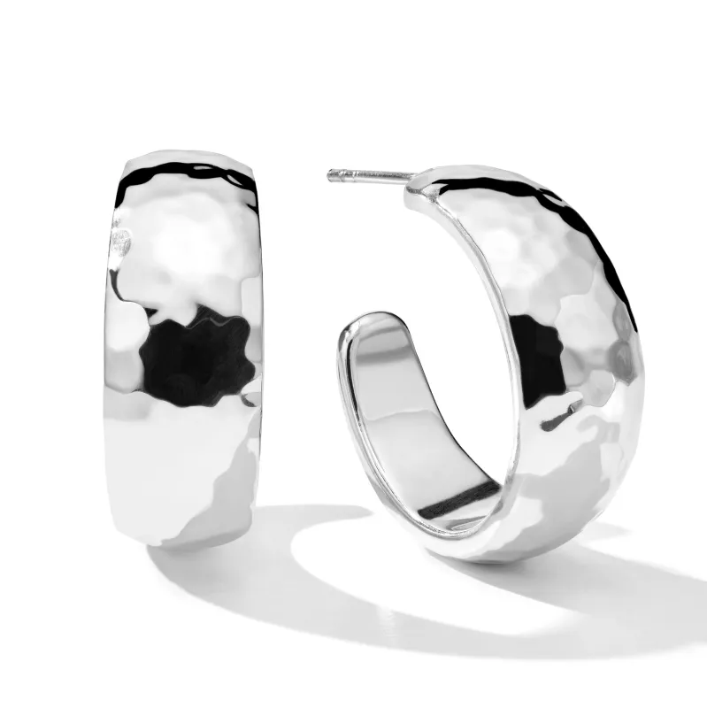Small Hammered Hoop Earrings with Tapered Ends made by Ippolita