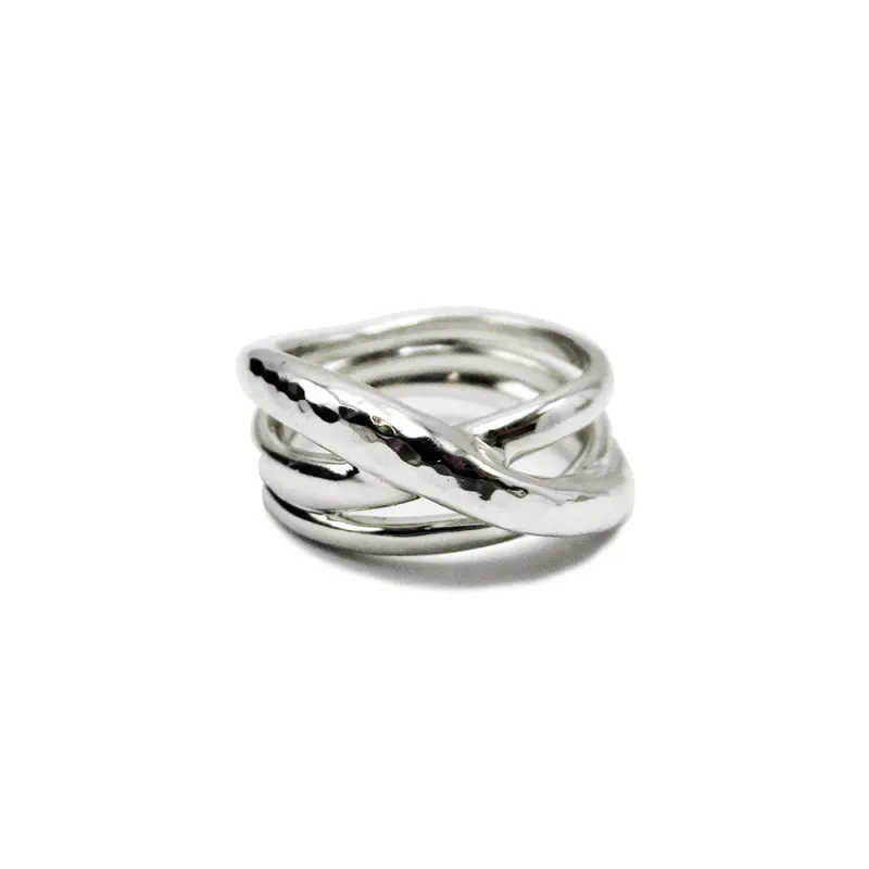 Mixed Texture Criss Cross Ring made by Ippolita