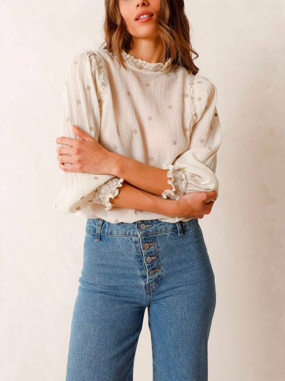 Gauze Blouse - Cream sold by iris product image thumbnail 4