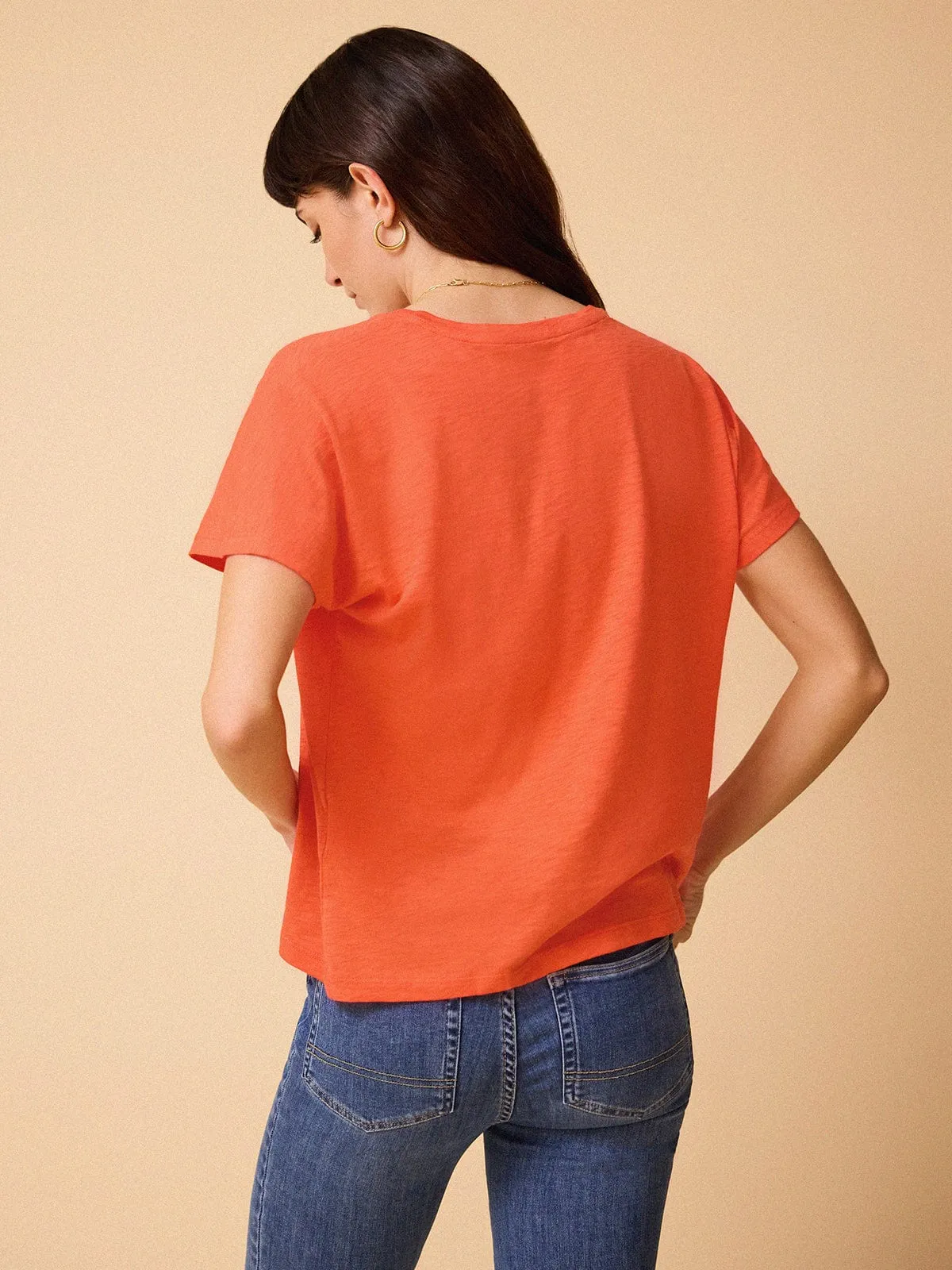 Esmee Pima Cotton V Neck - Coral sold by iris product image thumbnail 3