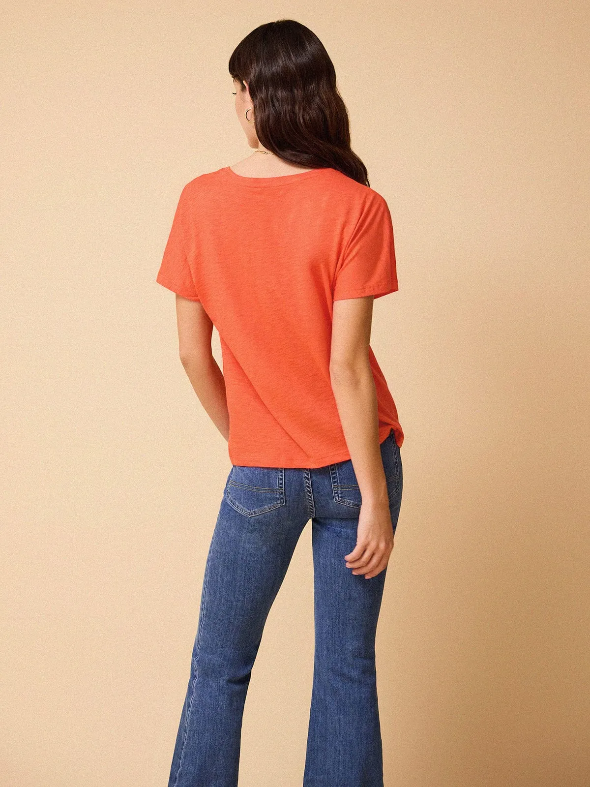 Esmee Pima Cotton V Neck - Coral sold by iris product image thumbnail 4