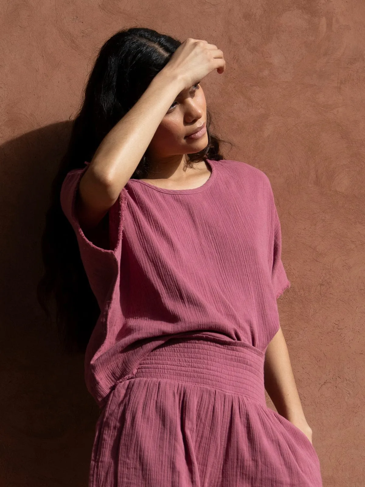 Josie Cotton-Gauze Top – Pink sold by iris product image thumbnail 2