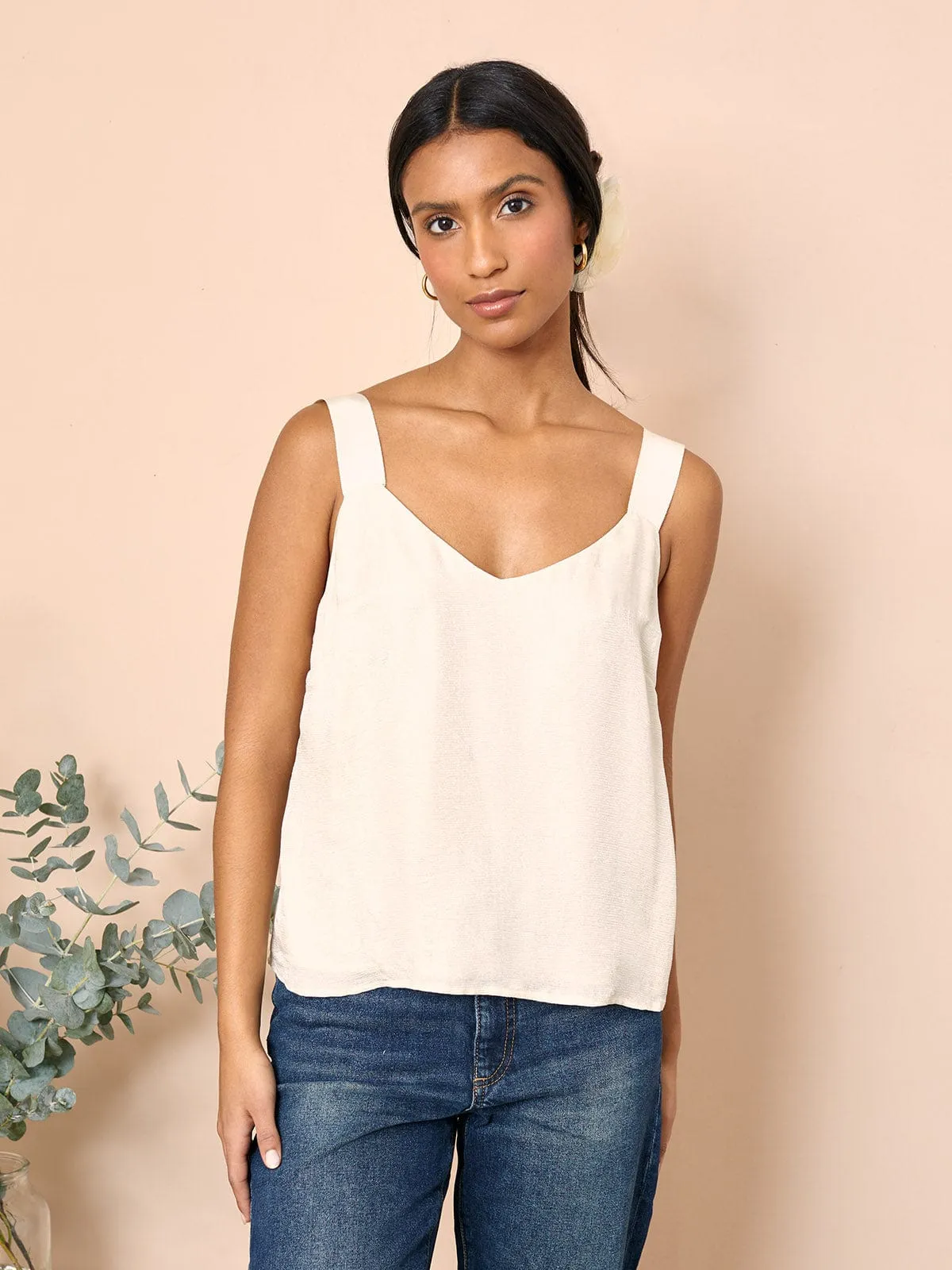 Opal Silk Blend Cami- Ecru sold by iris