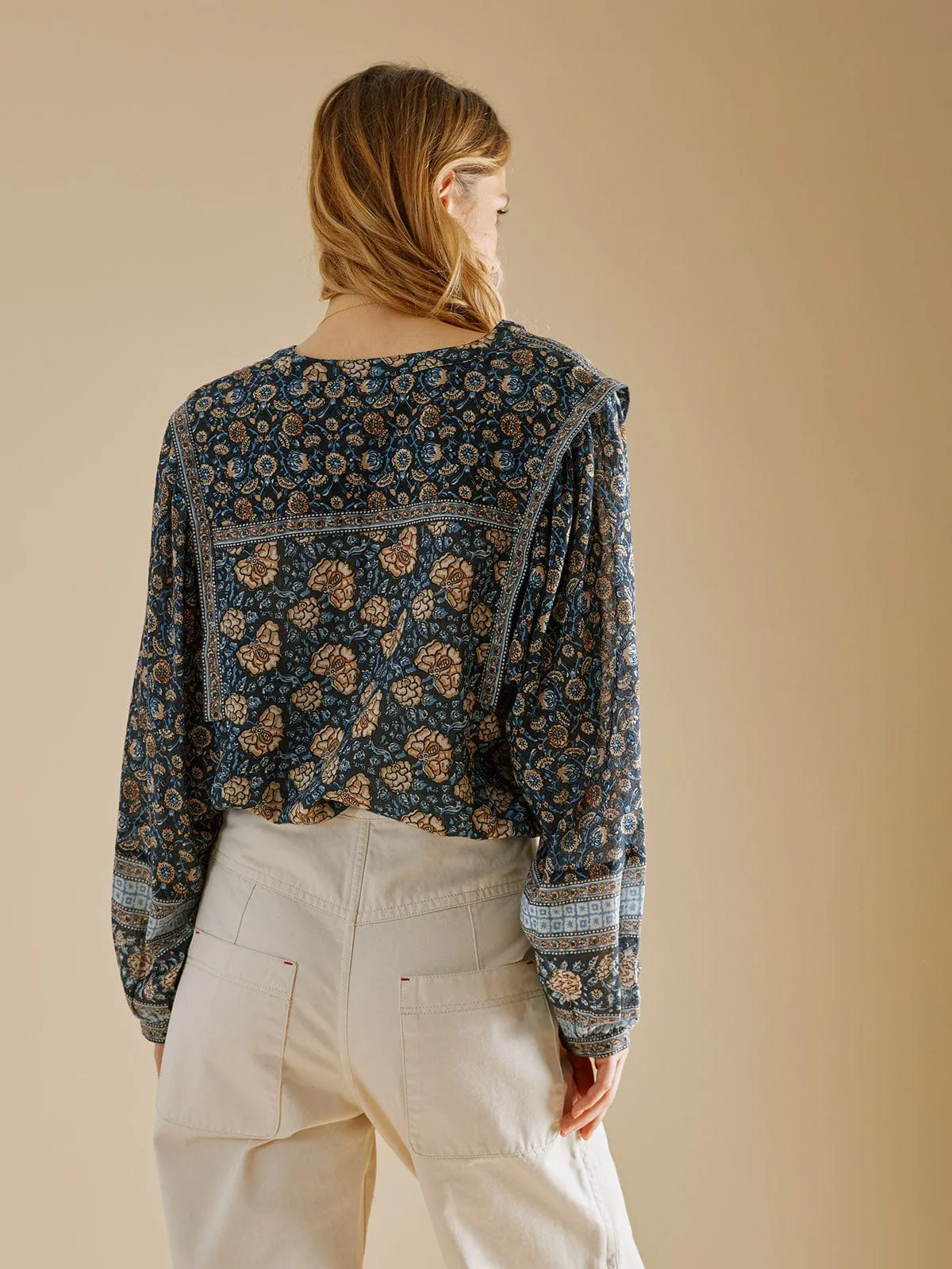 Rhea Button Front Blouse- Dark Grey sold by iris product image thumbnail 3