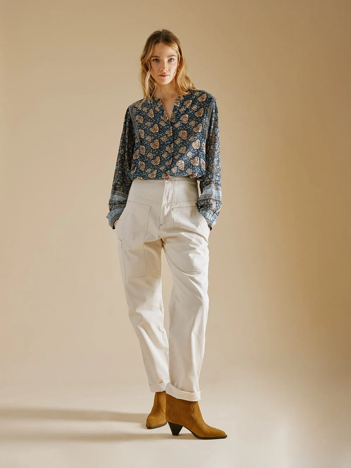 Rhea Button Front Blouse- Dark Grey sold by iris product image thumbnail 4