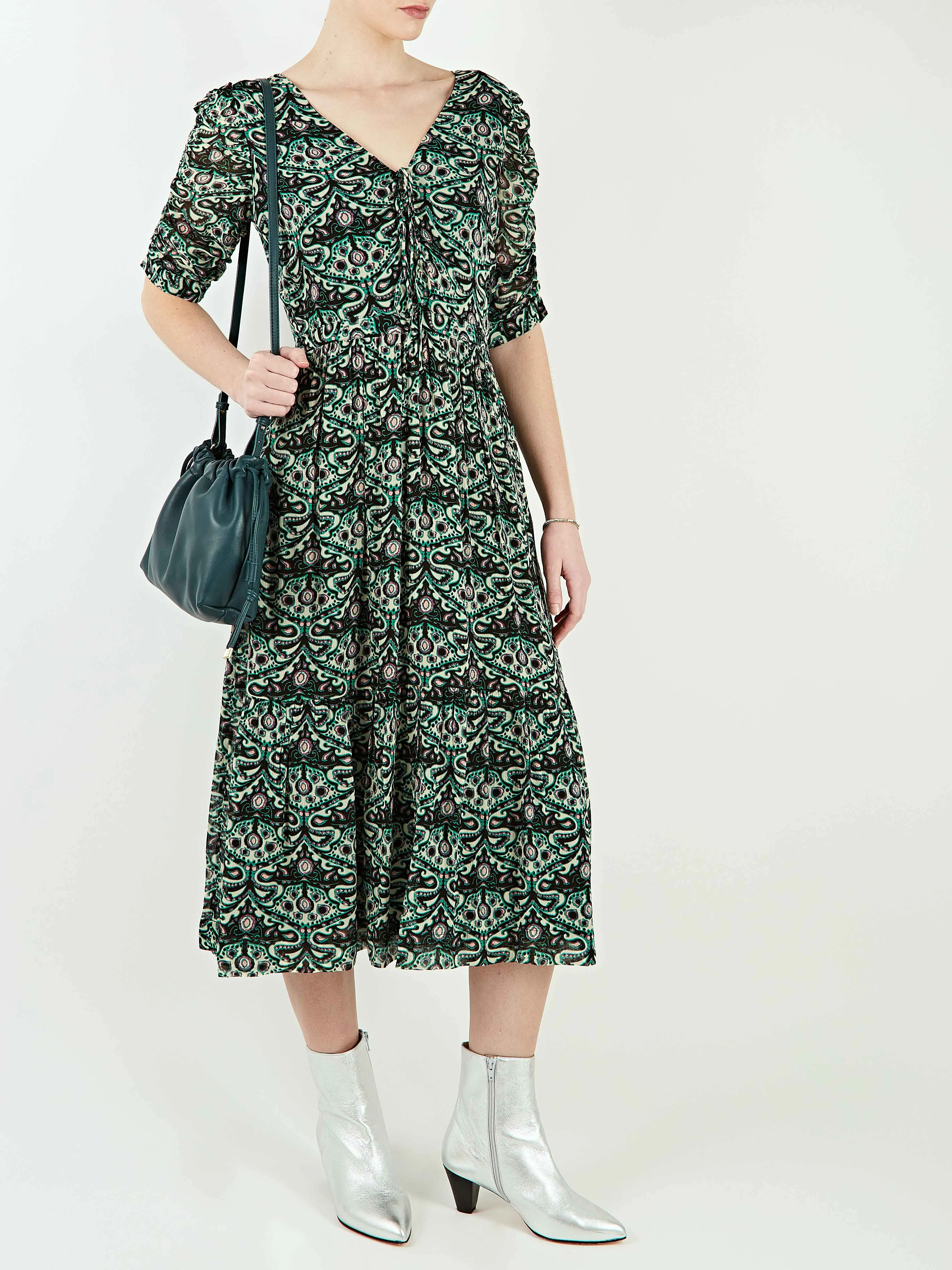 Fine Ruched Georgette Midi Dress sold by iris product image thumbnail 5