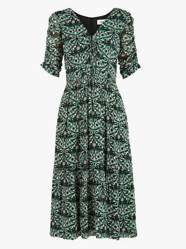 Fine Ruched Georgette Midi Dress sold by iris