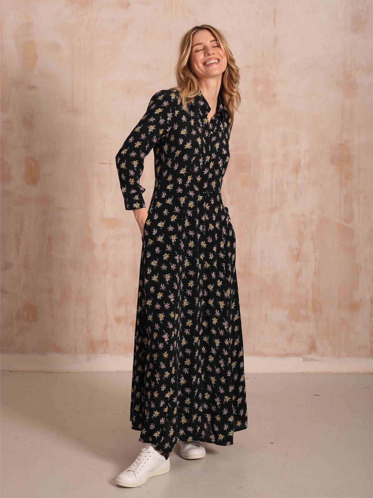 Seren Rose-Print Crepe Maxi Dress sold by iris product image thumbnail 4