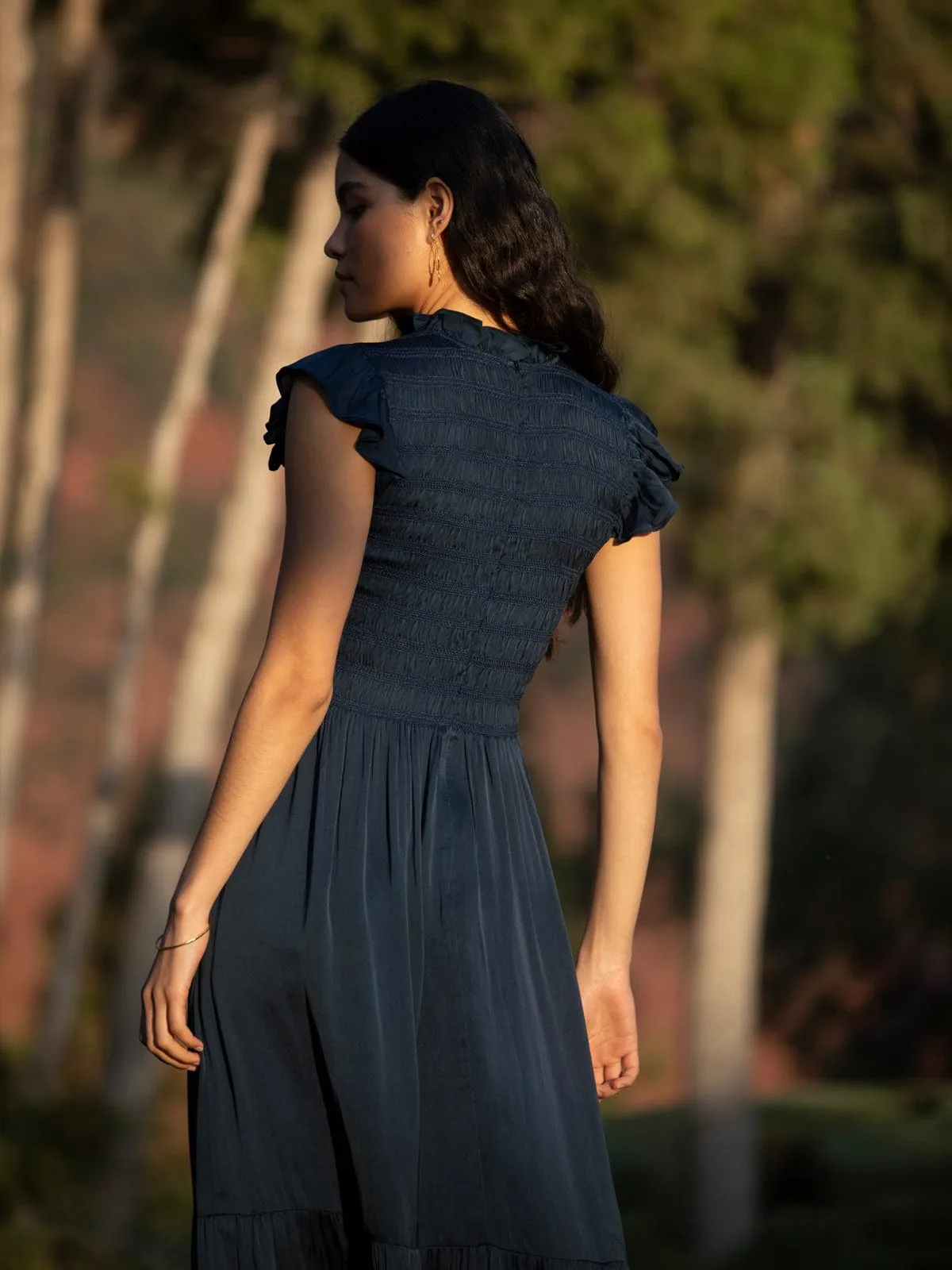 Freda Satin Dress - Navy sold by iris product image thumbnail 2