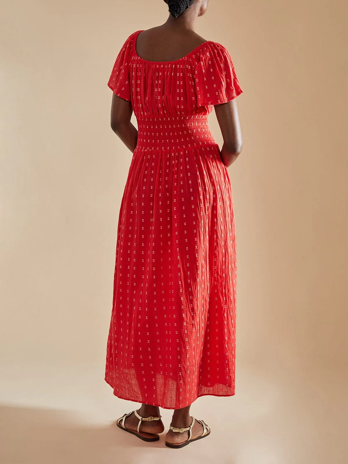 Rakeb Smocked Waist Dress - Red sold by iris product image thumbnail 5