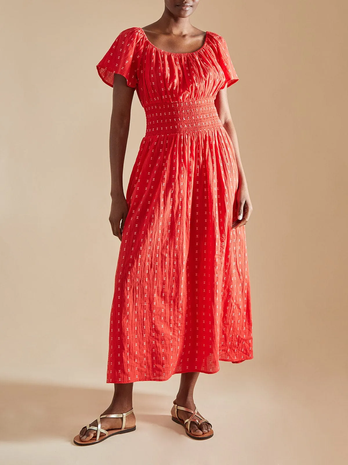 Rakeb Smocked Waist Dress - Red sold by iris product image thumbnail 3