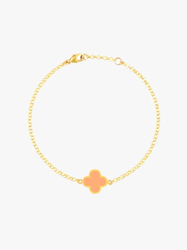 Enamel Clover Bracelet - Coral made by iris
