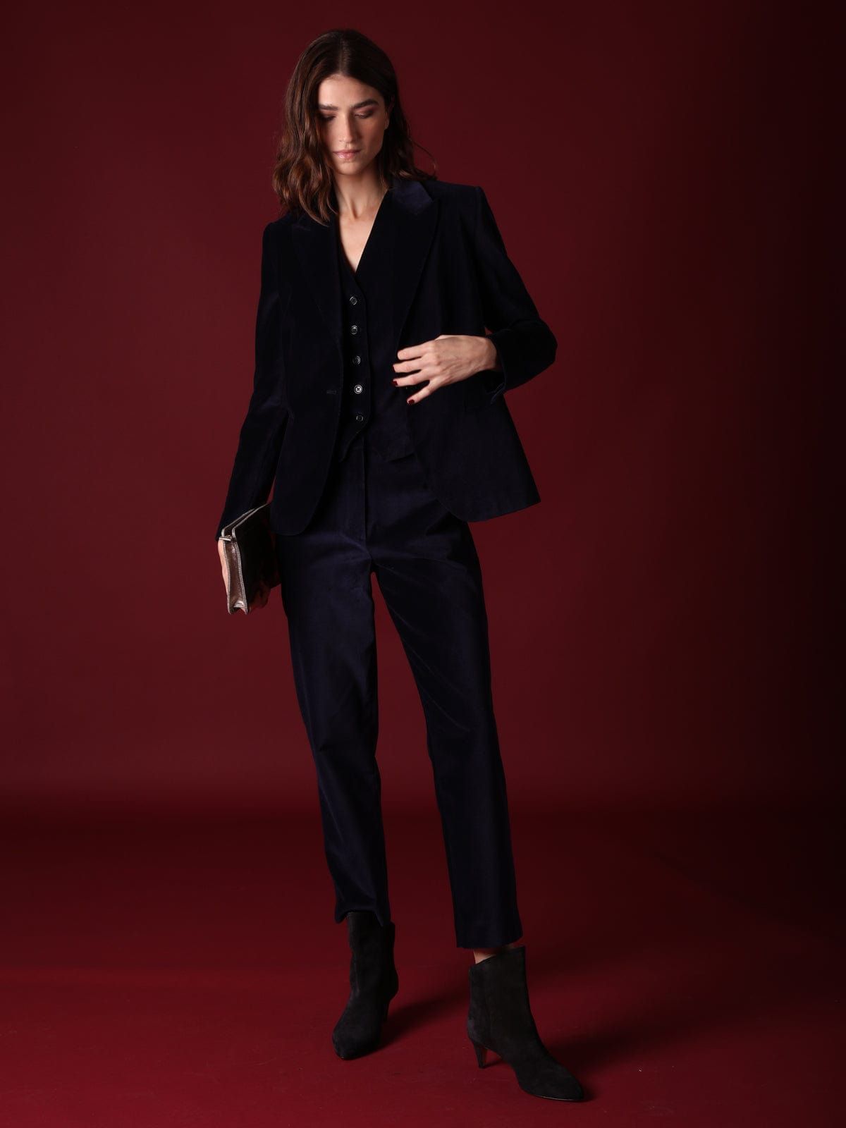 Sabine Navy Velvet Tailored Jacket sold by iris product image thumbnail 3