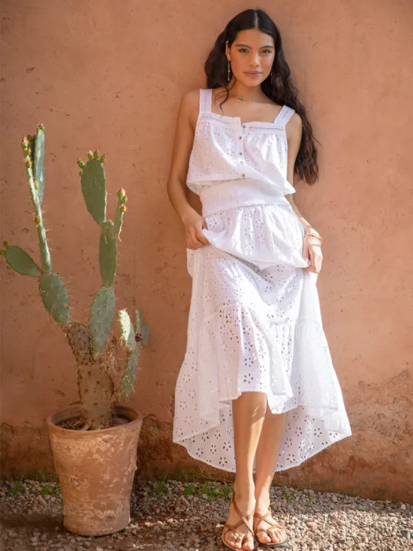 Isla Broderie Anglaise Skirt- White made by iris