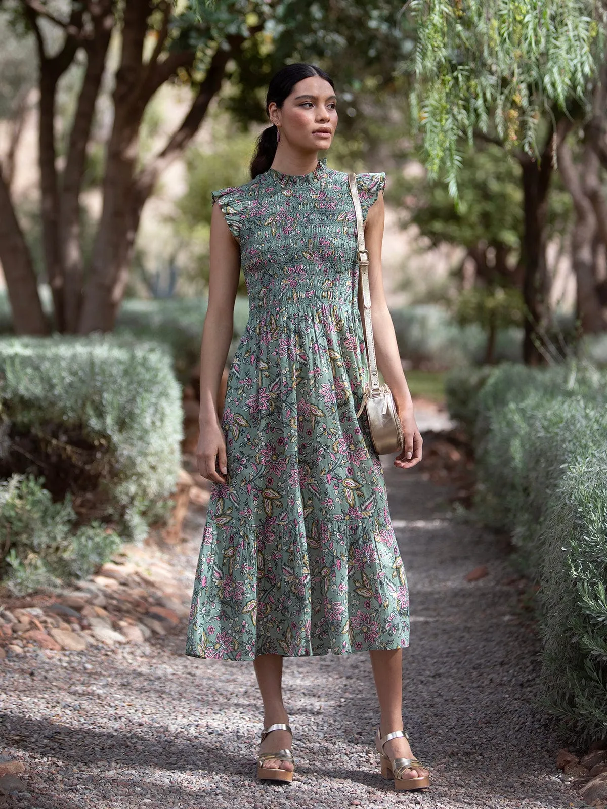 Freda Dress - Bali Flower Green sold by iris