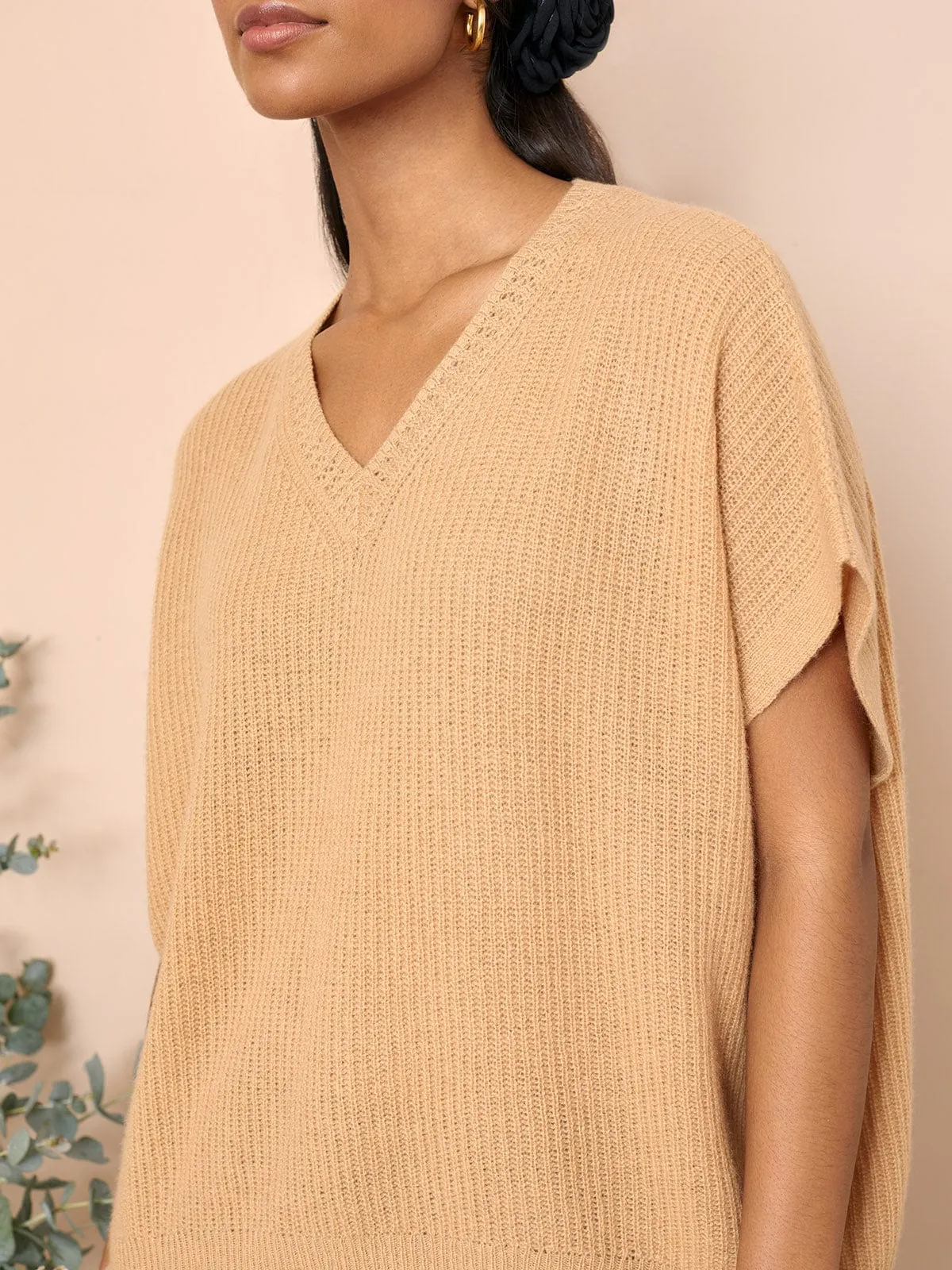 Dalia V Neck Sleeveless Jumper – Camel sold by iris product image thumbnail 2