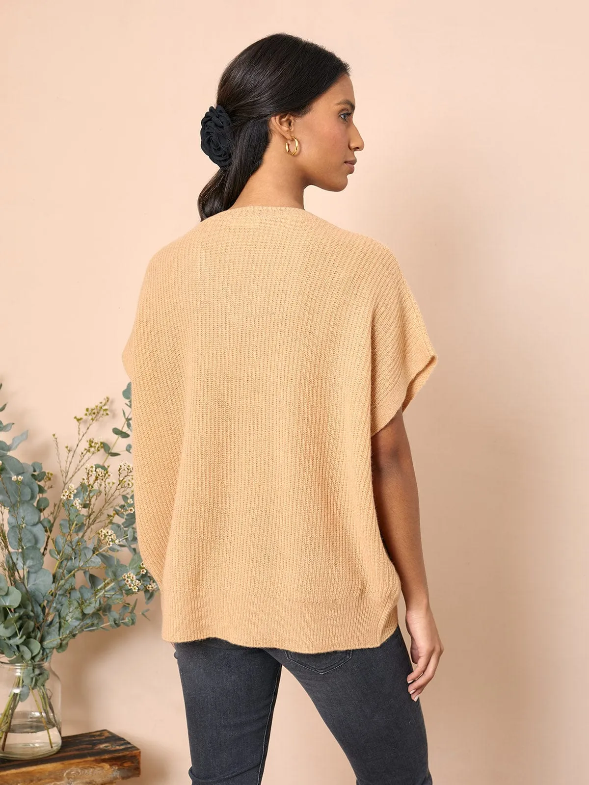 Dalia V Neck Sleeveless Jumper – Camel sold by iris product image thumbnail 3