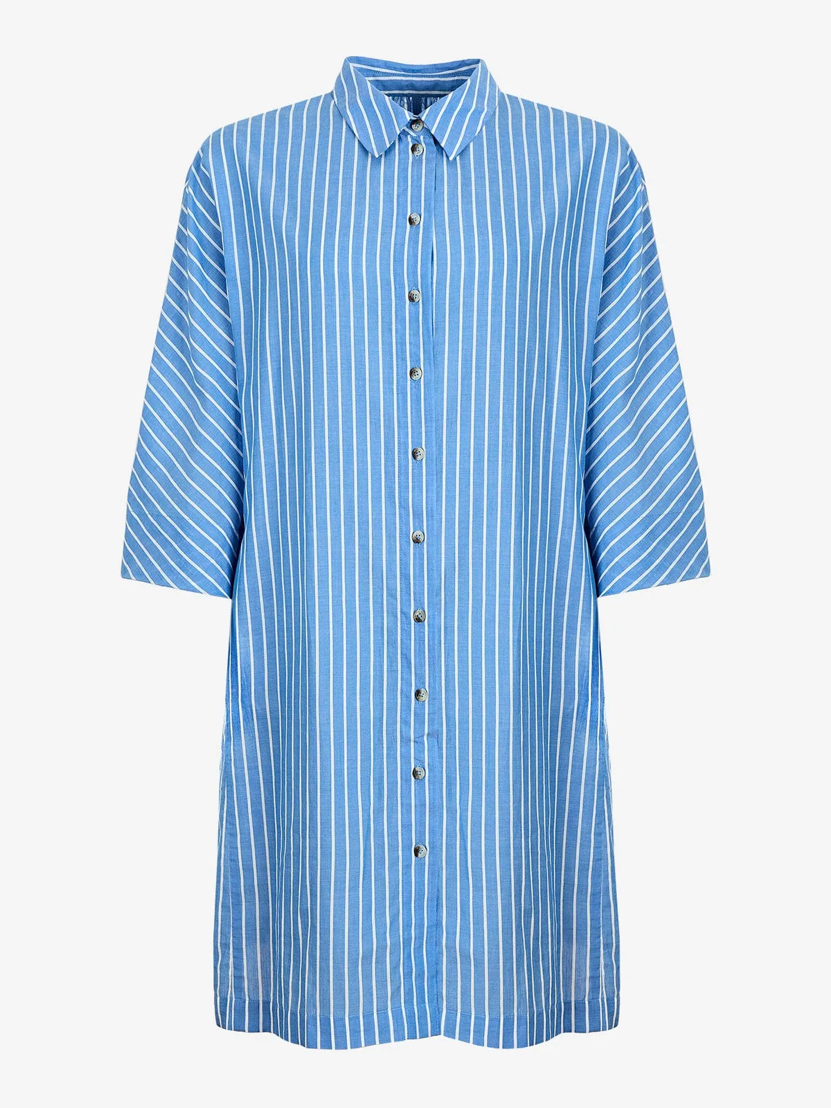 Roller Stripe Shirt Dress - Blue and White sold by iris product image thumbnail 5
