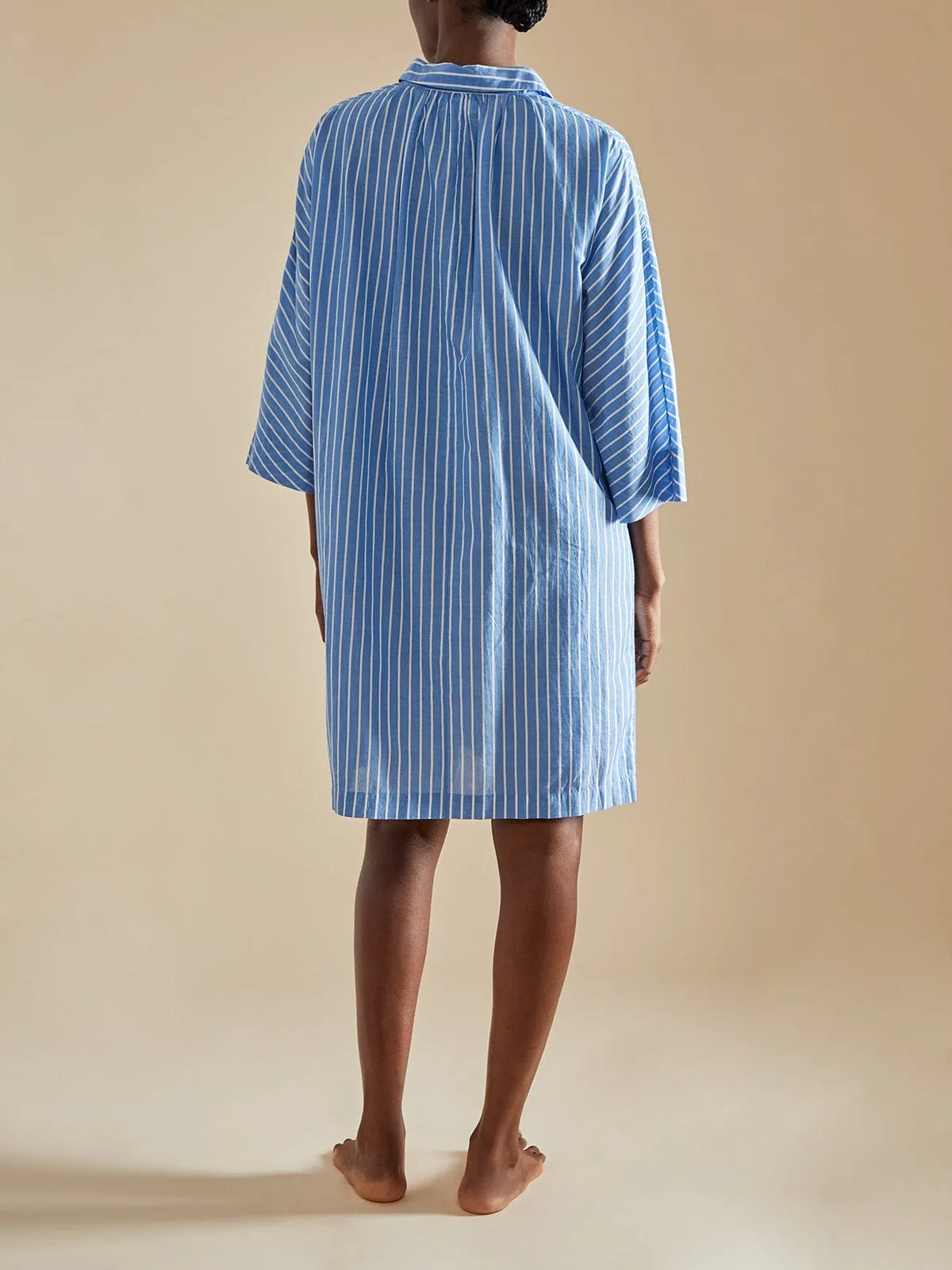 Roller Stripe Shirt Dress - Blue and White sold by iris product image thumbnail 4