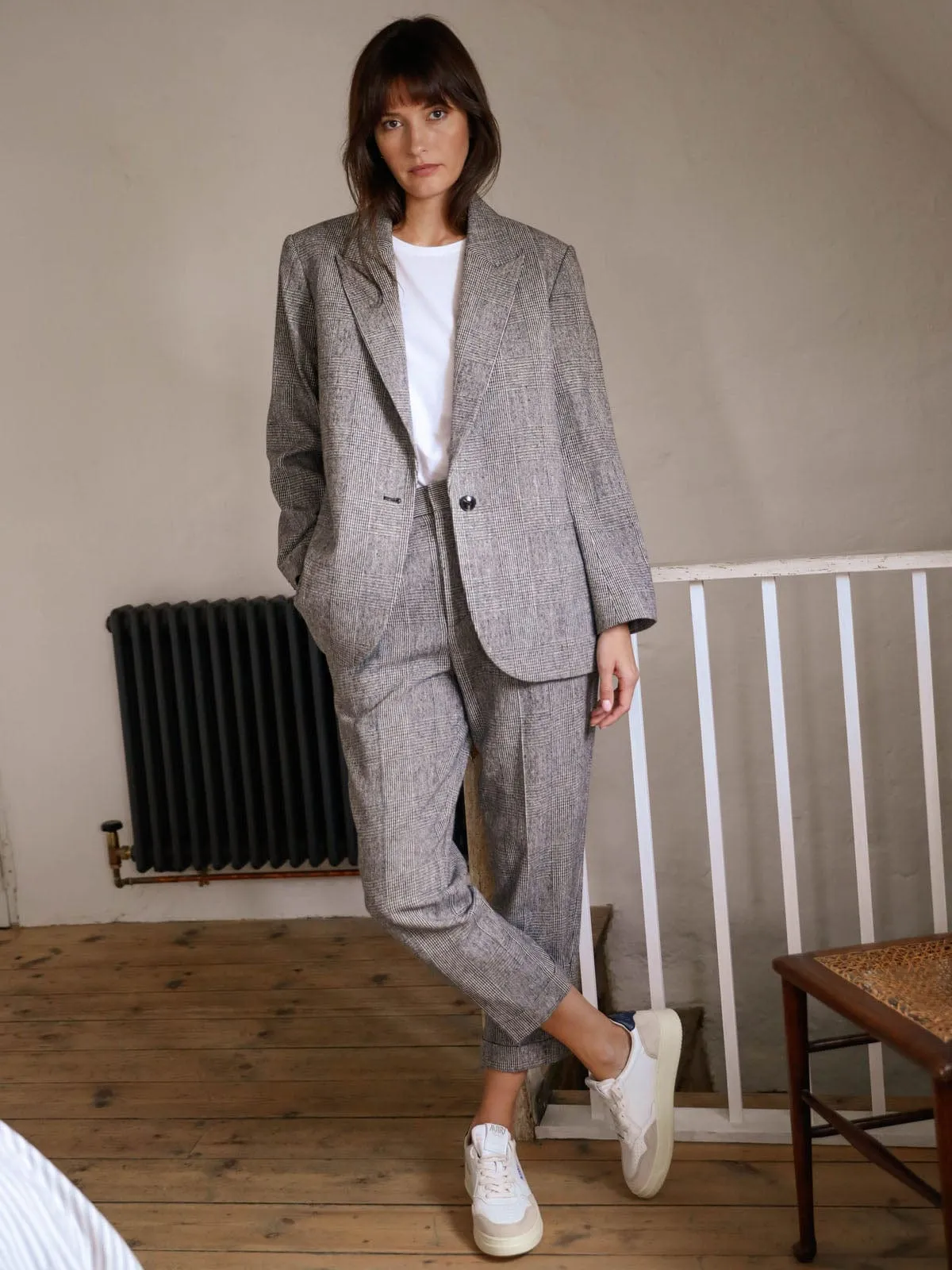 Sutton Tapered Check Trouser- Grey sold by iris product image thumbnail 2